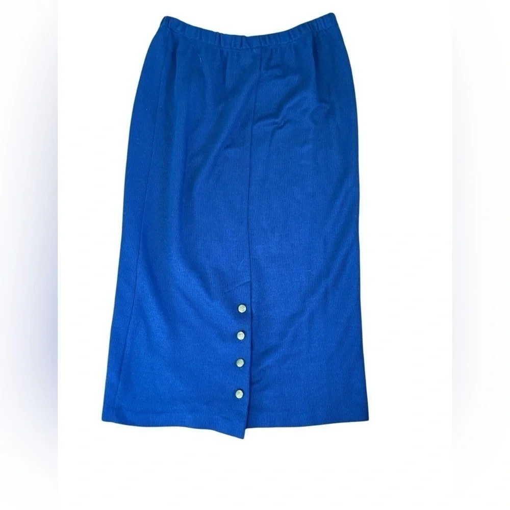 Nilani Royal Blue Knit Midi Skirt Women’s M/L Elastic Waist Casual Sporty - Picture 3 of 8